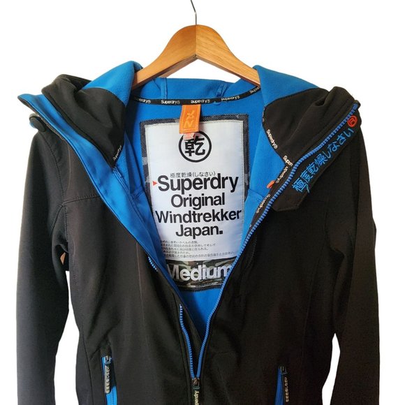 Superdry‎ Softshell Original Windtrekker Black Hooded Jacket Size M - Picture 14 of 14